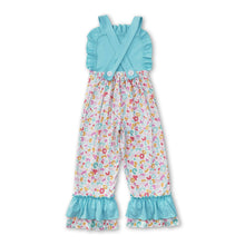 Load image into Gallery viewer, Sleeveless aqua leopard baby girls jumpsuit