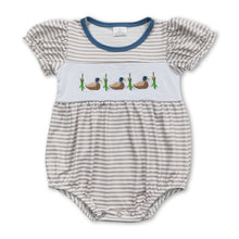 Load image into Gallery viewer, Short sleeves stripe duck baby girls romper