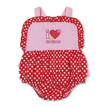 Load image into Gallery viewer, I love my mommy heart polka dots baby girls romper