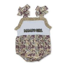 Load image into Gallery viewer, Suspender mama's girl camo baby romper