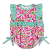 Load image into Gallery viewer, Flutter sleeves pink floral bow baby girls romper