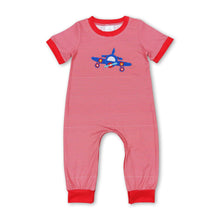 Load image into Gallery viewer, Short sleeves stripe helicopter baby boy summer romper