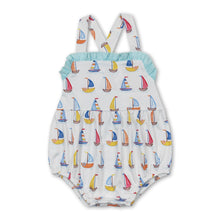 Load image into Gallery viewer, Strap boat ruffle baby girls summer romper
