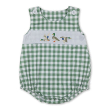 Load image into Gallery viewer, Green plaid sleeveless duck baby boys summer romper
