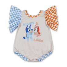 Load image into Gallery viewer, Plaid dogs baby kids summer romper