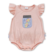 Load image into Gallery viewer, Flutter sleeves bee plaid ruffle baby girls romper