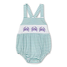 Load image into Gallery viewer, Stripe sleeveless crab baby girl summer romper