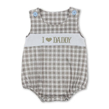 Load image into Gallery viewer, Sleeveless plaid I love DADDY baby boys romper