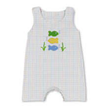 Load image into Gallery viewer, Sleeveless plaid fish baby boy summer romper