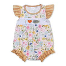 Load image into Gallery viewer, Flutter sleeves I love MOM floral baby girls romper