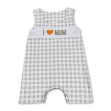 Load image into Gallery viewer, Sleeveless I love MOM plaid baby boys romper
