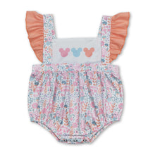 Load image into Gallery viewer, Flutter sleeves floral mouse baby girls romper