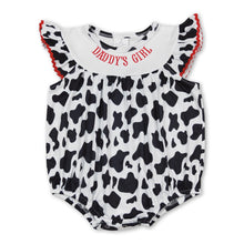 Load image into Gallery viewer, Daddy's girl cow print baby girls father's day romper