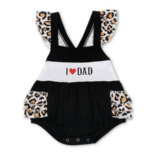 Load image into Gallery viewer, I love DAD black leopard baby girls father's day romper