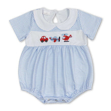 Load image into Gallery viewer, Short sleeves stripe transportation baby kids romper