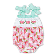 Load image into Gallery viewer, Straps stripe watermelon baby girls summer romper