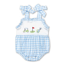Load image into Gallery viewer, Plaid straps golf baby girls summer romper