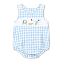 Load image into Gallery viewer, Sleeveless plaid golf baby boys summer romper