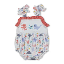 Load image into Gallery viewer, Straps crab octopus baby girls summer romper