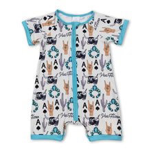 Load image into Gallery viewer, Short sleeves cows cactus baby zipper romper