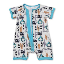 Load image into Gallery viewer, Short sleeves cows cactus baby zipper romper