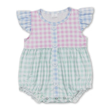 Load image into Gallery viewer, Flutter sleeves pink mint plaid baby girls summer romper