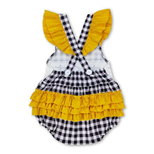 Load image into Gallery viewer, Flutter sleeves plaid lineman baby girls romper