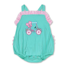 Load image into Gallery viewer, Pink plaid floral golf baby girls ruffle romper