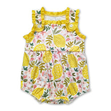 Load image into Gallery viewer, Sleeveless lemon floral baby girls summer romper