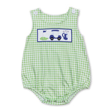 Load image into Gallery viewer, Green plaid sleeveless golf baby boys summer romper