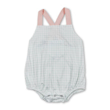 Load image into Gallery viewer, Green plaid pocket strap baby kids romper