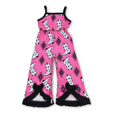 Load image into Gallery viewer, Straps boots aztec bows girls western jumpsuit
