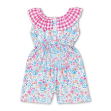 Load image into Gallery viewer, Pink plaid floral kids girls summer jumpsuit