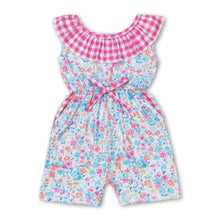 Load image into Gallery viewer, Pink plaid floral kids girls summer jumpsuit