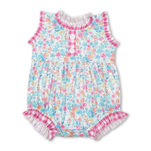 Load image into Gallery viewer, Sleeveless plaid floral baby girls summer romper