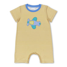 Load image into Gallery viewer, Short sleeves yellow airplane baby boys romper