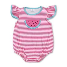 Load image into Gallery viewer, Flutter sleeves stripe watermelon baby girls summer romper