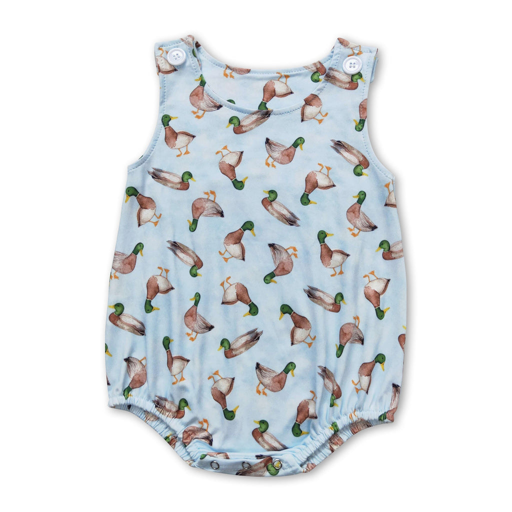 Light blue duck sleeveless baby boys romper