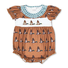 Load image into Gallery viewer, Brown duck short sleeves baby girls romper