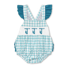 Load image into Gallery viewer, Straps plaid lineman ruffle baby girls summer romper