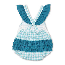 Load image into Gallery viewer, Straps plaid lineman ruffle baby girls summer romper