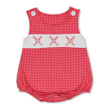 Load image into Gallery viewer, Sleeveless plaid baseball baby boy romper
