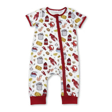 Load image into Gallery viewer, Short sleeves crab crawfish baby zipper romper
