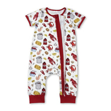 Load image into Gallery viewer, Short sleeves crab crawfish baby zipper romper
