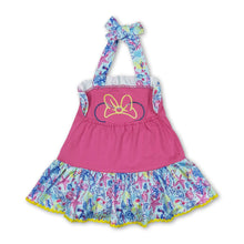 Load image into Gallery viewer, Hot pink watercolor mouse baby girls romper