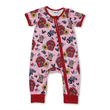 Load image into Gallery viewer, Short sleeves cows sunflower farm baby zipper romper