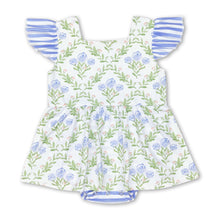 Load image into Gallery viewer, Flutter sleeves floral stripe baby girls romper