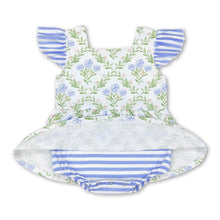 Load image into Gallery viewer, Flutter sleeves floral stripe baby girls romper