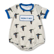 Load image into Gallery viewer, Short sleeves plaid mama's boy duck baby boy romper