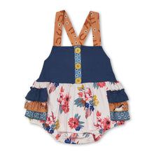 Load image into Gallery viewer, Floral horse ruffle baby girls summer romper